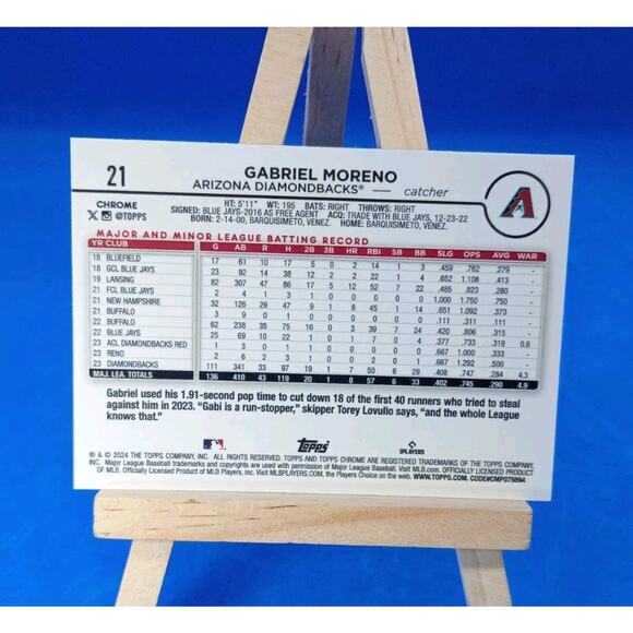 2024 Topps Chrome - Gabriel Moreno #21 RayWave Refractor - Picture 5 of 6